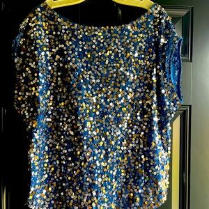 Sequin Embellished Blue Top